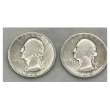 1937 Washington Quarter and 1945-S Washington Quarter (90% Silver)