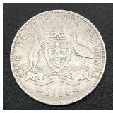 1914 Australian Florin (Two Shillings) Silver Coin (0.925 Sterling Silver)