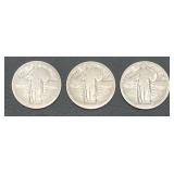 Lot of 3 Standing Liberty Quarters (Unknown Dates)