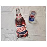 Pepsi-Cola Metal Sign (1992) and Glass Set
