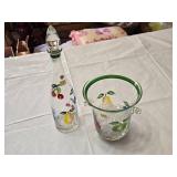 Mouthblown Glassics Fruit-Decorated Glass Decanter and Ice Bucket Set