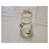 Hand-Painted Floral Glass Carafe and Cup Set