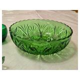 Green Glassware Set with S. Pellegrino Bottle and Starfish Dish