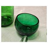 Green Glassware Set with S. Pellegrino Bottle and Starfish Dish