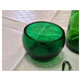 Green Glassware Set with S. Pellegrino Bottle and Starfish Dish
