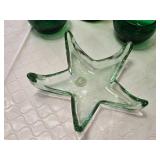 Green Glassware Set with S. Pellegrino Bottle and Starfish Dish