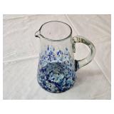 Glass Pitcher with Blue and White Speckled Design