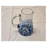Glass Pitcher with Blue and White Speckled Design
