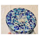 Glass Pitcher with Blue and White Speckled Design