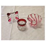 Peppermint Red Glass Candle Holders and Accessories