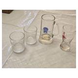 Grain Belt and Pabst Blue Ribbon Beer Glasses and Crown Royal Tumblers