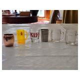 Copper Mug Shotglass, A&W Plastic Mini Mug, KISS Shot Glass, Metal Shot Glass