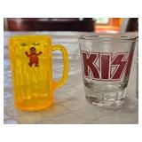 Copper Mug Shotglass, A&W Plastic Mini Mug, KISS Shot Glass, Metal Shot Glass