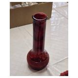 Ruby Red Glass Dishware including Decorative Plates, Votive Candle Holder, and Vase