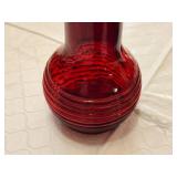 Ruby Red Glass Dishware including Decorative Plates, Votive Candle Holder, and Vase