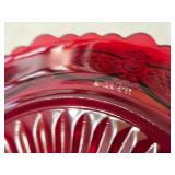 Ruby Red Glass Dishware including Decorative Plates, Votive Candle Holder, and Vase
