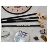 Bar Compass, Keychain, Bottle Opener, Pins, Stirrers, and Badge