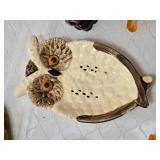 Lot of Decorative Animal Figurines from Japan and Germany, Including Owl Dish and Glass Deer