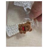 Set of Glass Angel Figurines with Decorative Embellishments Including Teddy Bear, Pinecone, and Gold Leaf Accents