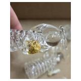 Set of Glass Angel Figurines with Decorative Embellishments Including Teddy Bear, Pinecone, and Gold Leaf Accents