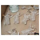 Set of Glass Angel Figurines with Decorative Embellishments Including Teddy Bear, Pinecone, and Gold Leaf Accents