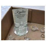 Set of Glass Angel Figurines with Decorative Embellishments Including Teddy Bear, Pinecone, and Gold Leaf Accents