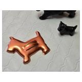 Small Scottish Terrier Figurines and Purse Set including Ceramic and Metal Dogs