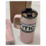 Pink RTIC 16 oz Travel Coffee Cup, Decorative Vase and Figurine, and Writing Pen Gift Box