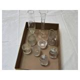 Set of Crystal Glassware Including Vases, Candle Holders, and Decorative Eggs