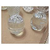 Set of Crystal Glassware Including Vases, Candle Holders, and Decorative Eggs