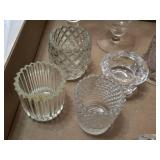 Set of Crystal Glassware Including Vases, Candle Holders, and Decorative Eggs