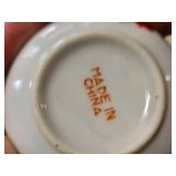 Decorative Collectibles and Mugs Including Minnesota Public Radio Mug, Ceramic Figurine, Embroidered Cloths and a Hand Fan
