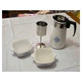 Corning Ware Coffee Pot (complete) and Casserole Dish Set