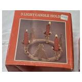 Set of Brass Holiday Decorations including Candle Holders, Musical Instrument Ornaments, and Pineapple Wall Art