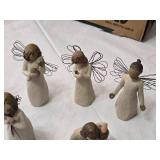 Willow Tree Figurine Collection including Angels and Family Figures, Wire Wings, Carved Design