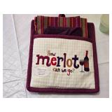 Tupperware Bowls, Storage Containers, and Wine-themed Dishtowel Set