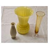 Lot of Vintage Yellow Shaded Vases and Decorative Items