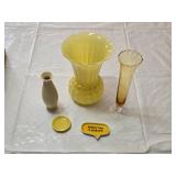 Lot of Vintage Yellow Shaded Vases and Decorative Items