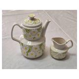 Enesco Daisy Pattern Teapot and Creamer E9409