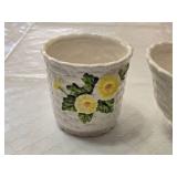 Lefton Hand-Painted Ceramic Basket and Planter Set 5007 & 5841