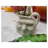 Ceramic Fruit and Kitchen Decor Lot including "Aloha" Pineapple Figurines, Tomato, Apple, and Pineapple Salt and Pepper Shakers
