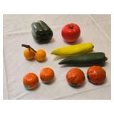 Set of Vintage Ceramic Fruit and Vegetable Figurines - Orange Salt and Pepper Shakers