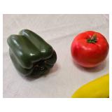 Set of Vintage Ceramic Fruit and Vegetable Figurines - Orange Salt and Pepper Shakers