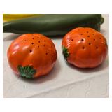 Set of Vintage Ceramic Fruit and Vegetable Figurines - Orange Salt and Pepper Shakers