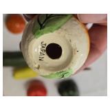 Set of Vintage Ceramic Fruit and Vegetable Figurines - Orange Salt and Pepper Shakers