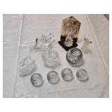 Crystal and Decorative Items Collection including Angel Figurines, Swan, and Vases