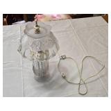 Crystal Table Lamp with Rose Design approximately 14 inches in height