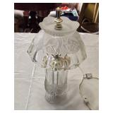 Crystal Table Lamp with Rose Design approximately 14 inches in height