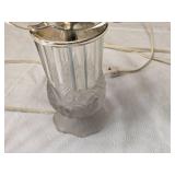 Crystal Table Lamp with Rose Design approximately 14 inches in height