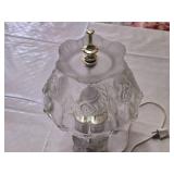 Crystal Table Lamp with Rose Design approximately 14 inches in height